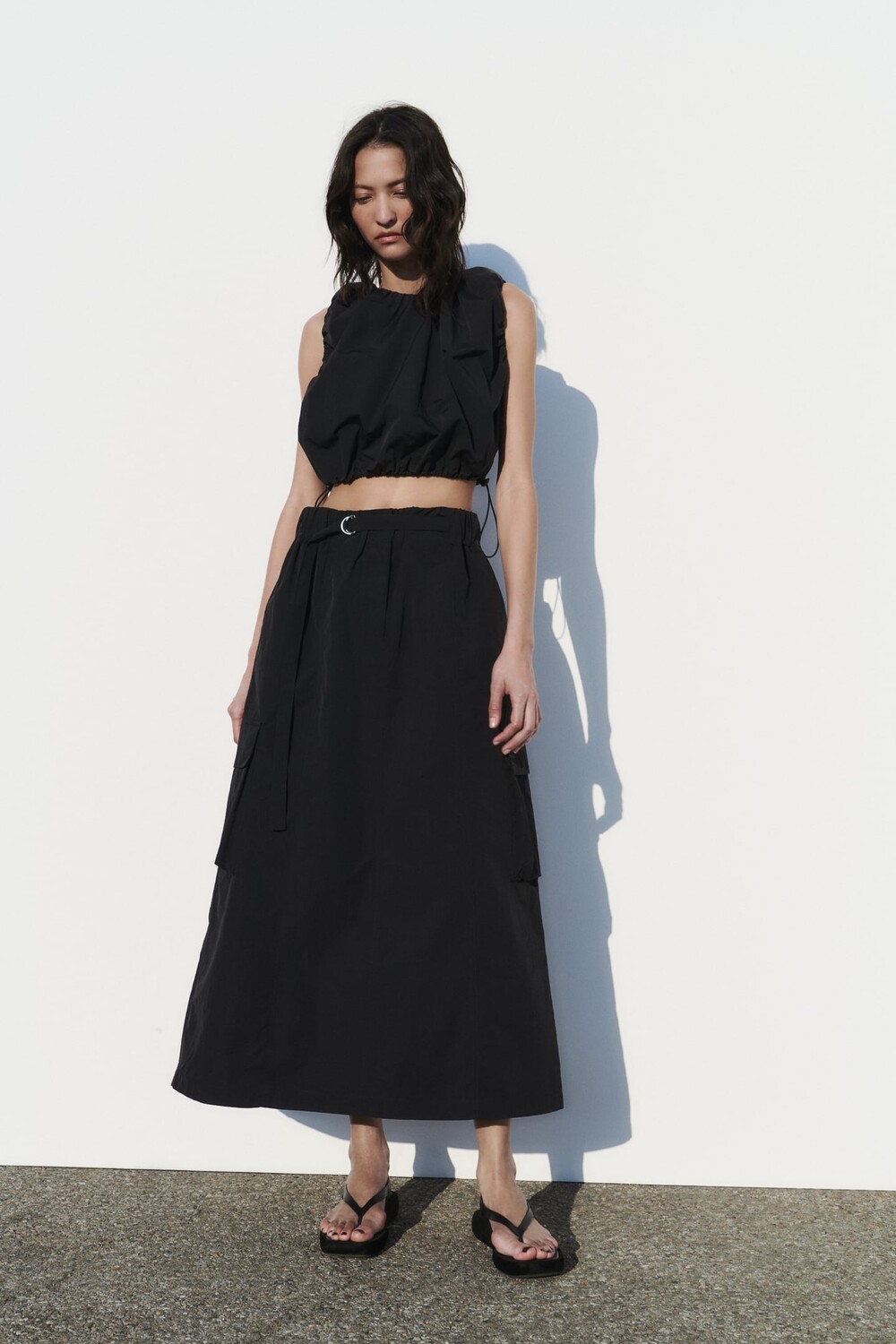 

Укороченный топ из нейлона ZARA, черный