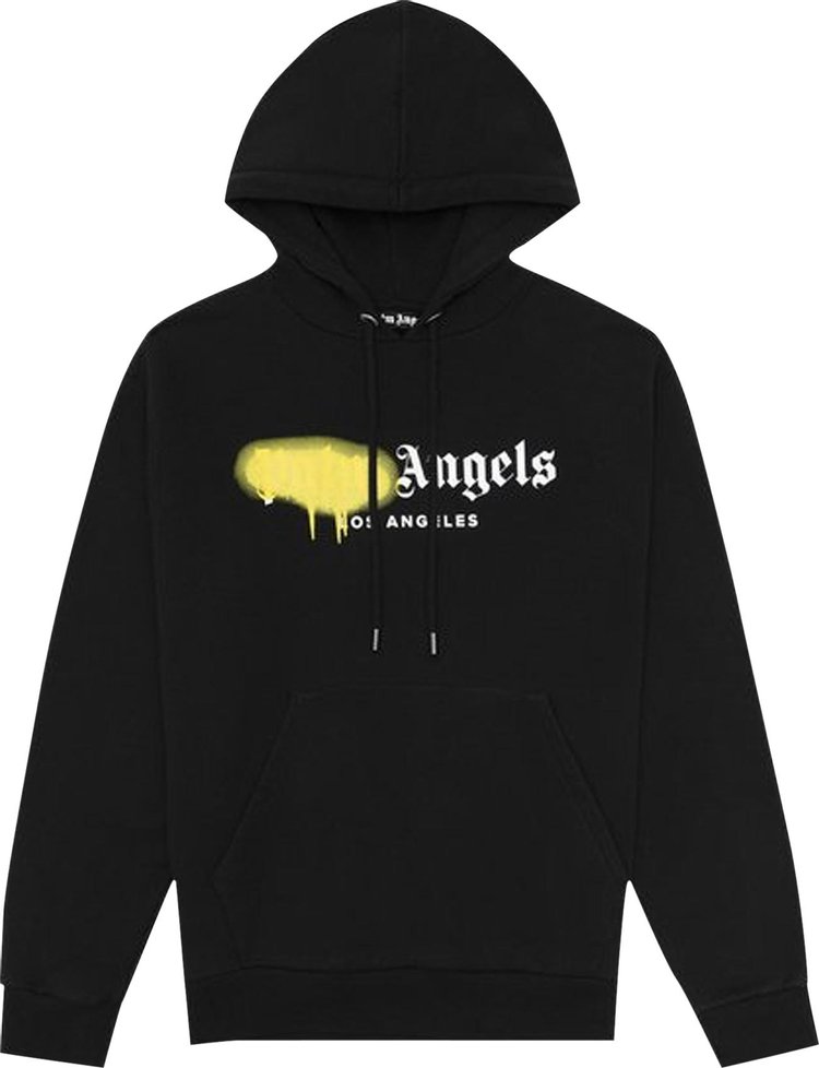 Худи Palm Angels Los Angeles Sprayed Logo Hoodie 'Black/Yellow', черный - фото