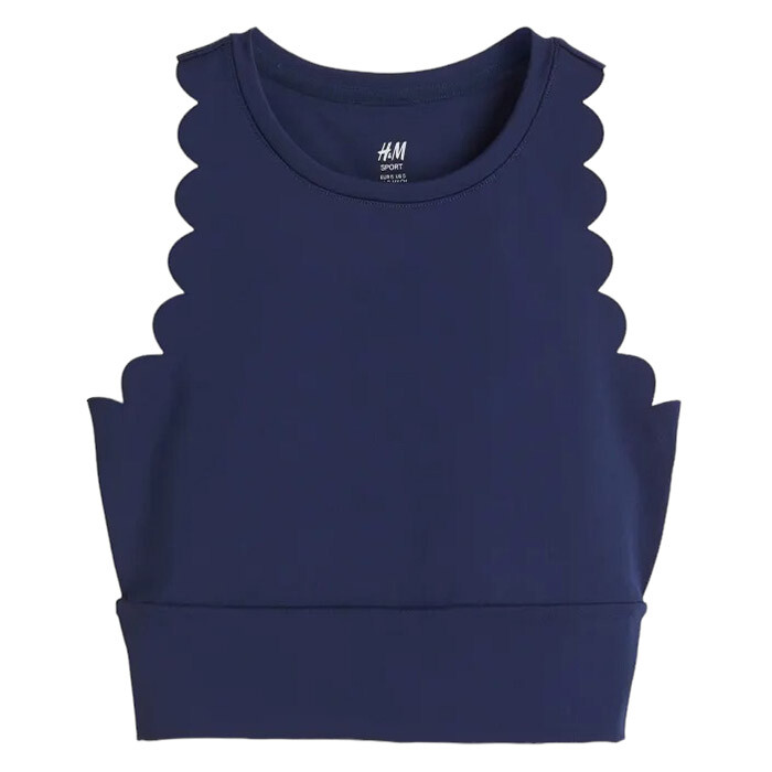 

Спортивный укороченный топ H&M Scallop-edged, темно-синий