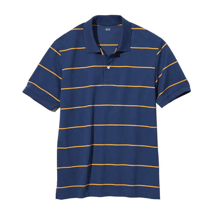 

Рубашка-поло Uniqlo Dry Pique Striped, синий/желтый