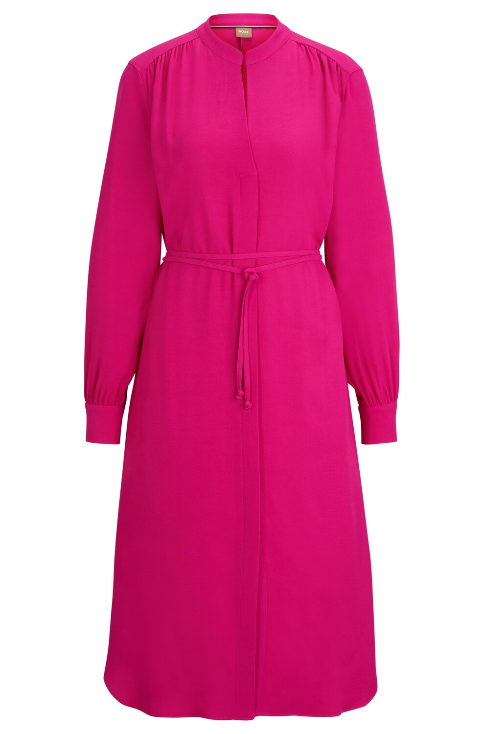 

Платье Boss Belted With Collarless V Neckline And Button Cuffs, розовый