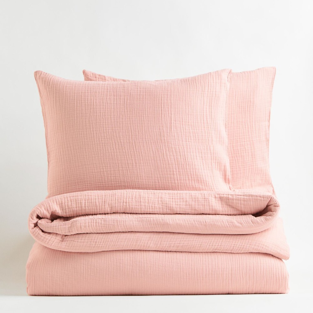 

Комплект двуспального постельного белья H&M Home Muslin King, розовый