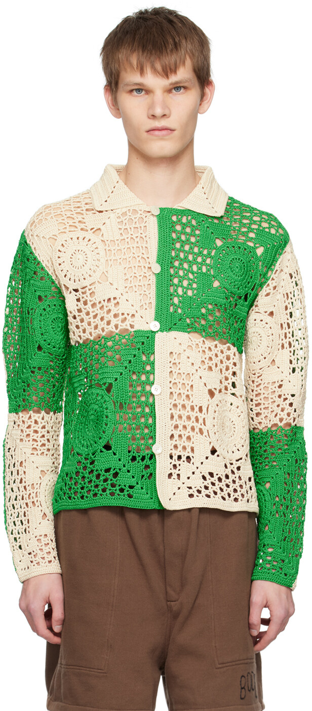 

Двухцветный кардиган Off-White & Green Bode