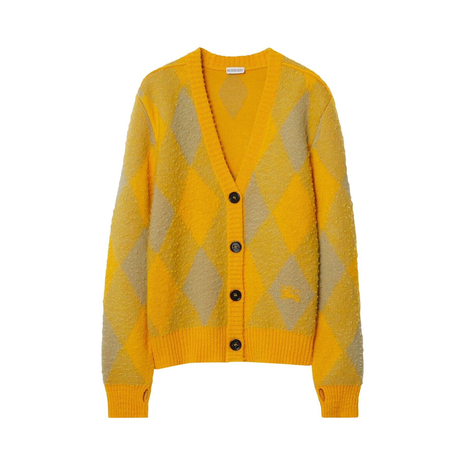 

Burberry Жаккардовый шерстяной кардиган с узором Argyle, цвет Желтый/Золотой