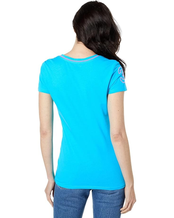 

Футболка U.S. POLO ASSN. V-Neck Neon Trim Tee, цвет Scuba Blue
