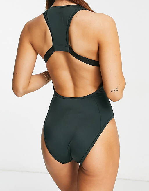 

Активный купальник ASOS 4505 с молнией спереди и открытой спиной.