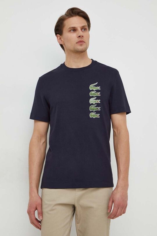 

Хлопковая футболка Lacoste, темно-синий