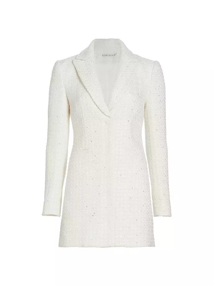 

Мини-платье Justin из твидового пиджака Alice + Olivia, цвет off white