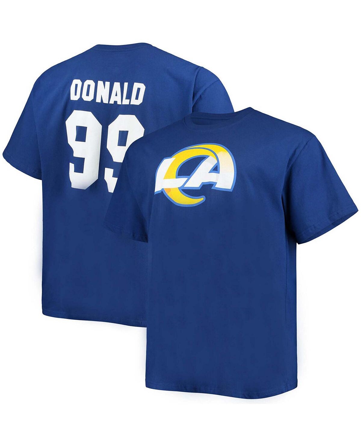 

Мужская футболка Big and Tall Aaron Donald Royal Los Angeles Rams с именем и номером игрока Fanatics