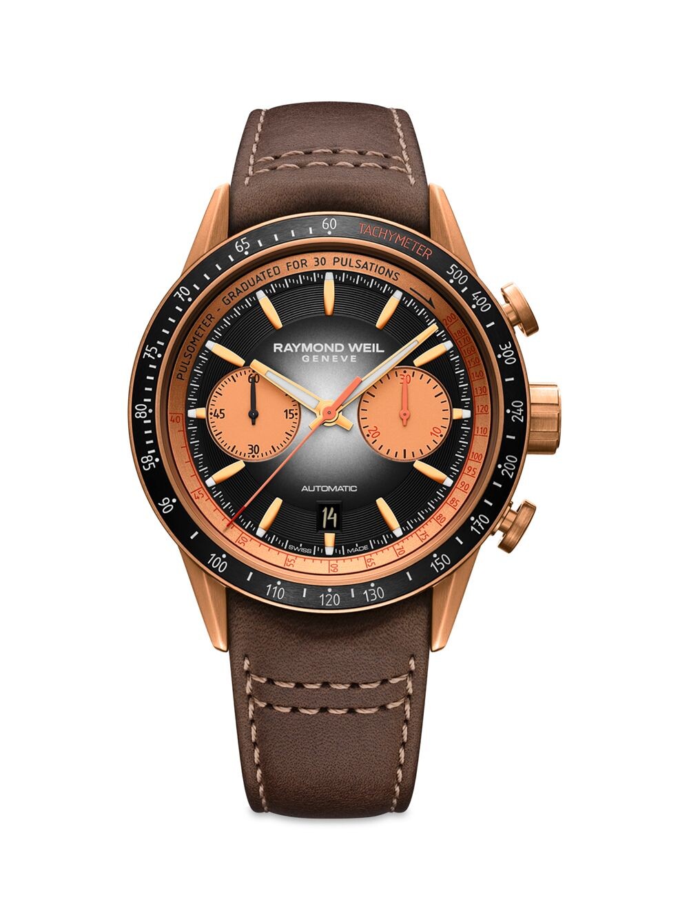 

Часы Freelancer из бронзы и кожи с хронографом Raymond Weil, коричневый