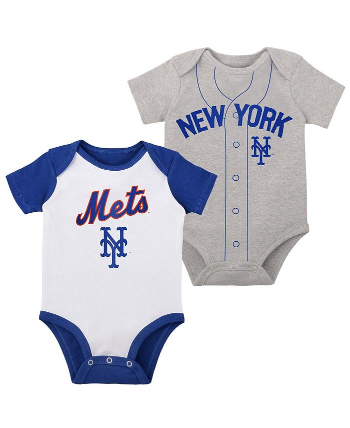 Набор из двух боди New York Mets Little Slugger для новорожденных, белый, Хизер-серый Outerstuff, белый