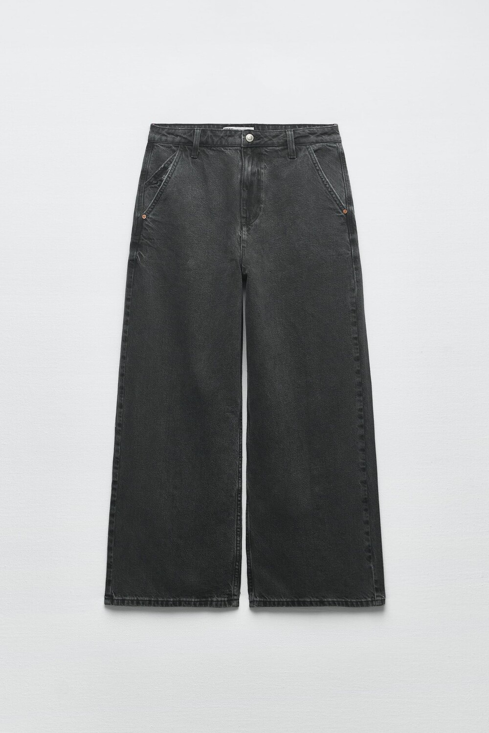 

Широкие джинсы z1975 с низкой посадкой ZARA, черный