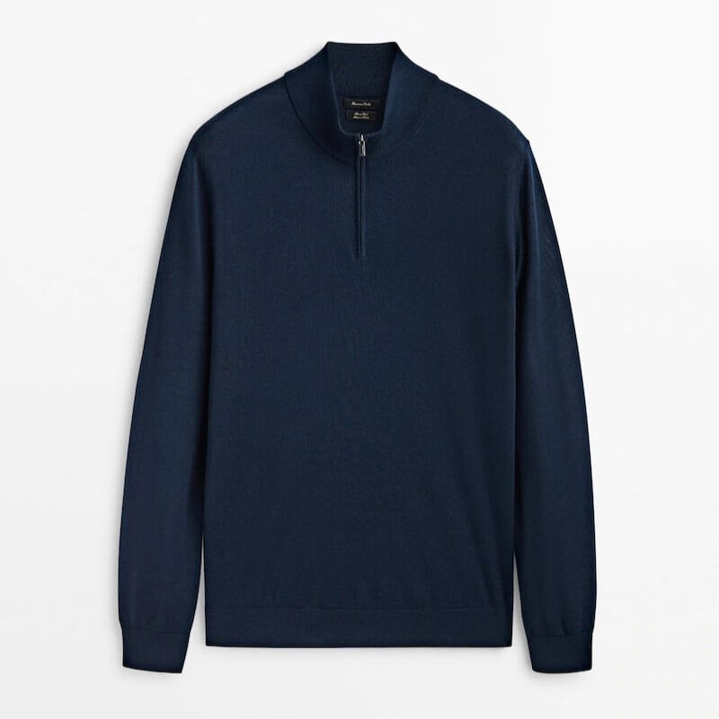 

Свитер Massimo Dutti 100% Merino Wool, темно-синий