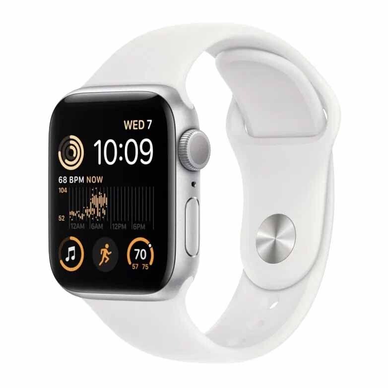 

Умные часы Apple Watch Series SE Gen 2 (GPS), 40 мм, Silver Aluminum Case/White Sport Band - S/M, Серебристый