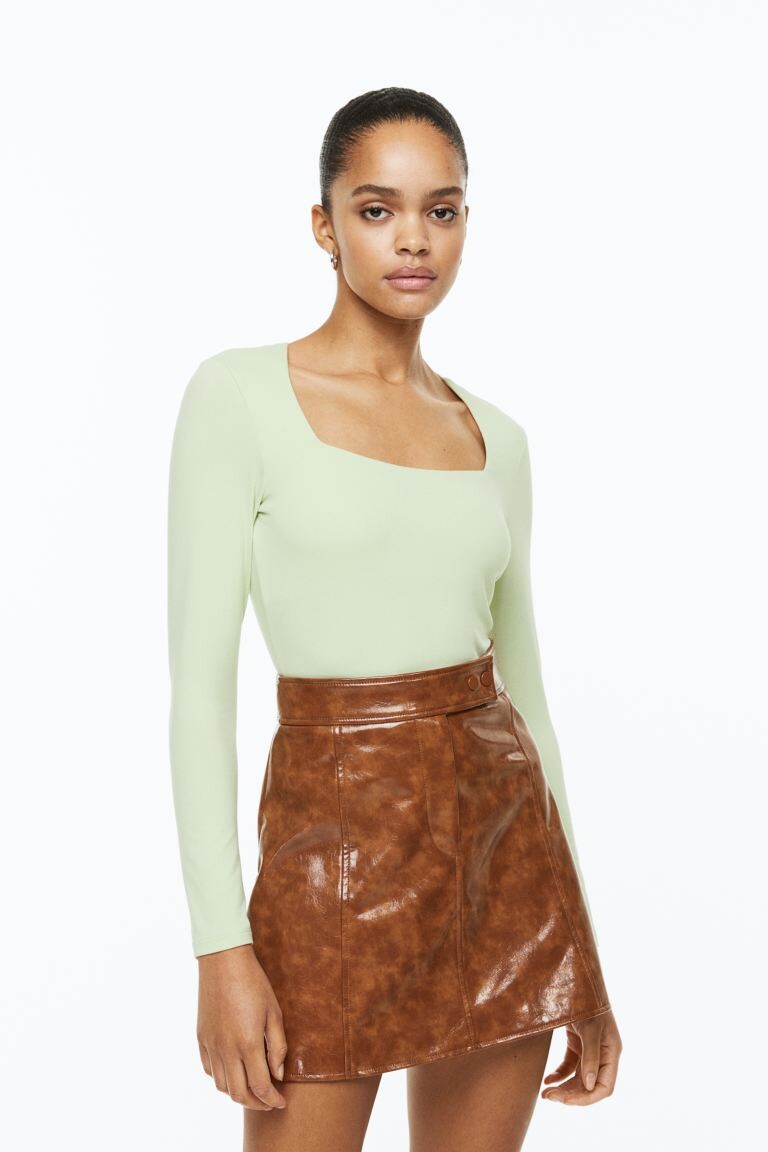 

Топ из джерси с длинными рукавами H&M, светло-зеленый