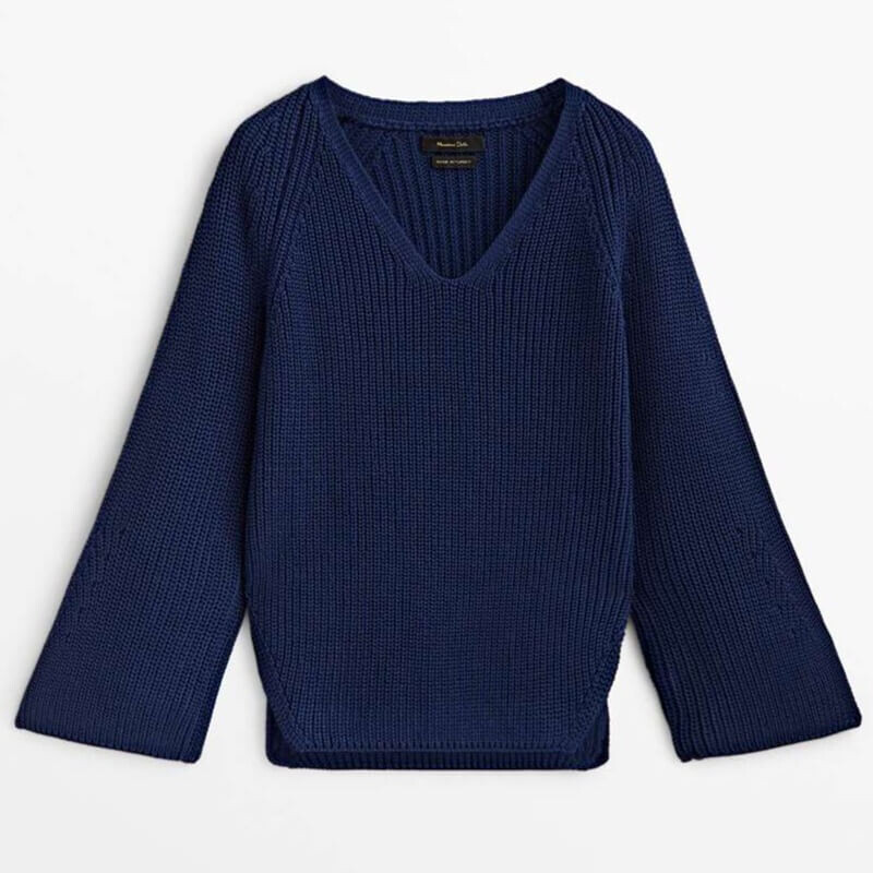 

Полувер Massimo Dutti Flared Sleeves, чернильно-синий