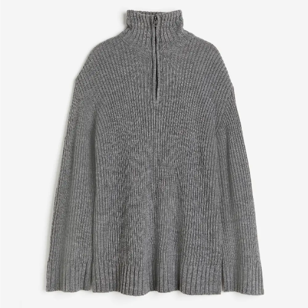 

Свитер H&M Oversized Half-zip, темно-серый
