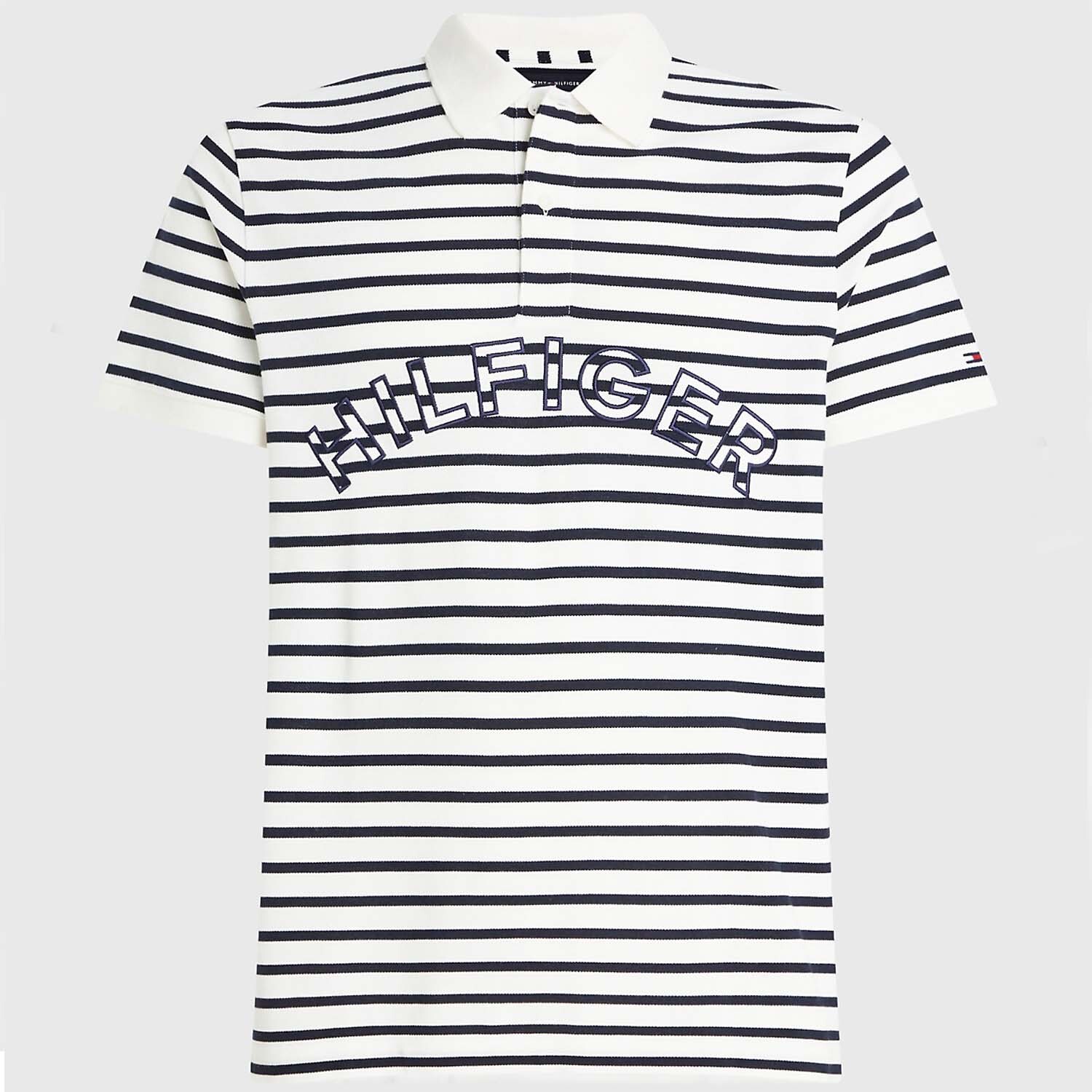 

Поло Tommy Hilfiger Stripe Regular Fit, белый/темно-синий