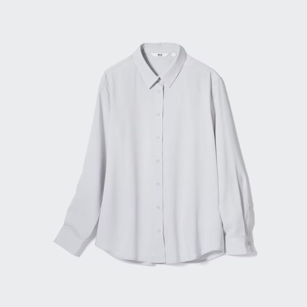 Блузка Uniqlo Rayon Long, светло-серый пижама uniqlo soft stretch long sleeved светло серый