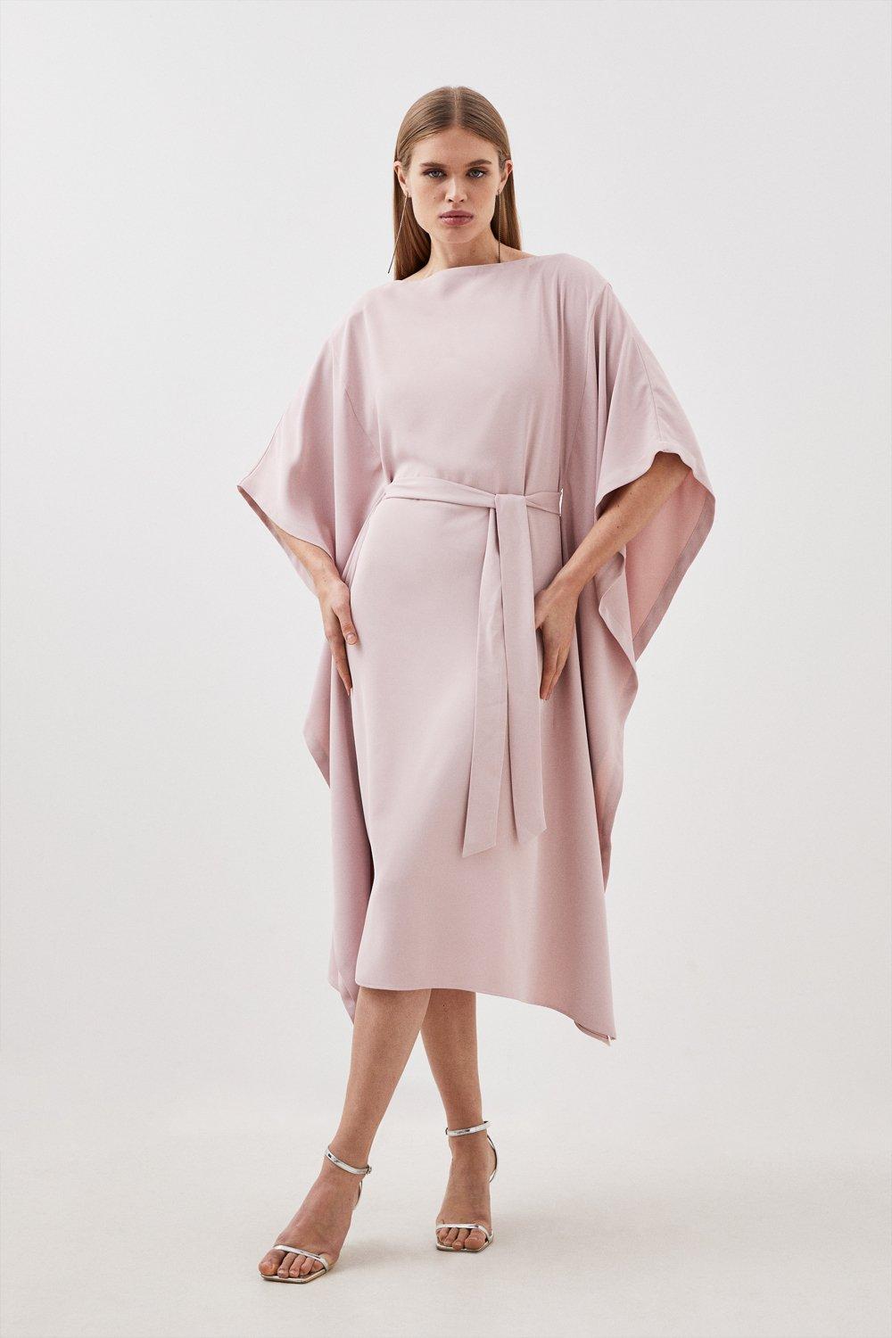 Индивидуальное платье премиум-класса из креп-кафтана с поясом Karen Millen, розовый фотографии