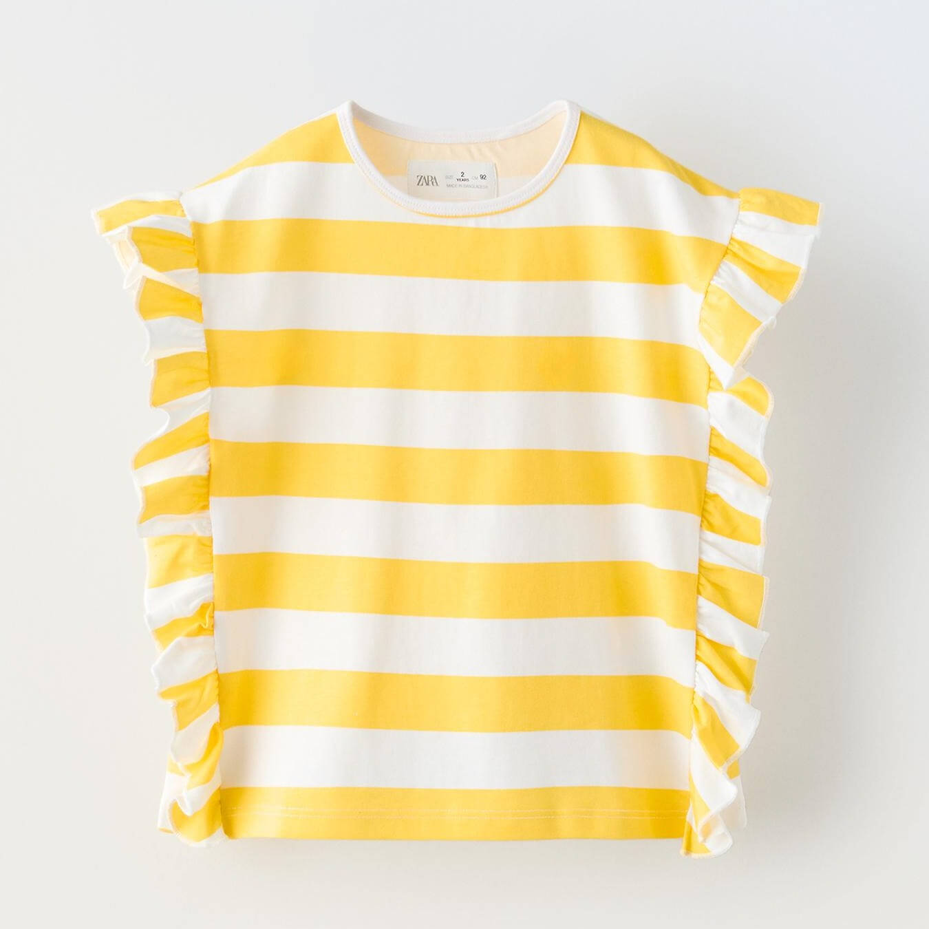 Футболка Zara Striped With Ruffle Trims, желтый/белый футболка zara striped with patch белый черный