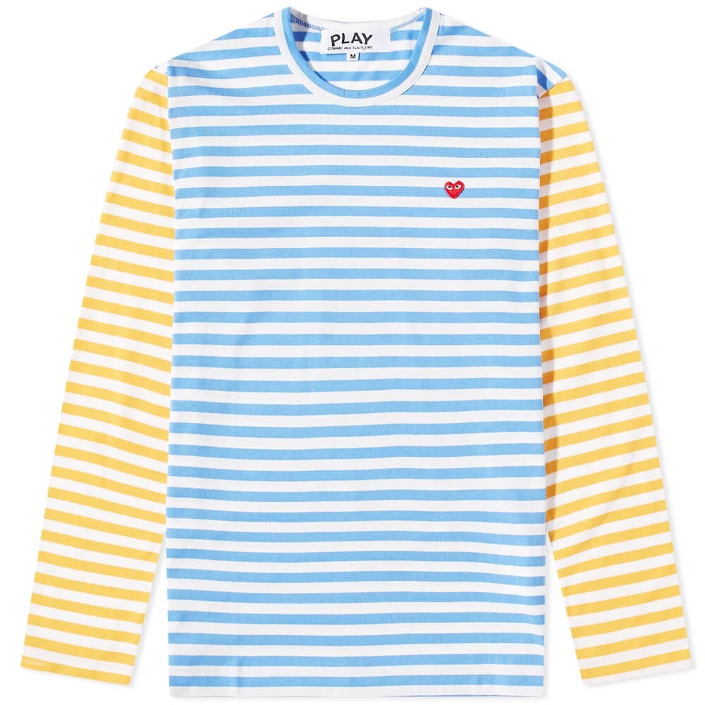

Футболка Comme des Garcons Play Long Sleeve Stripe Bi-Colour Tee, Синий, Футболка Comme des Garcons Play Long Sleeve Stripe Bi-Colour Tee