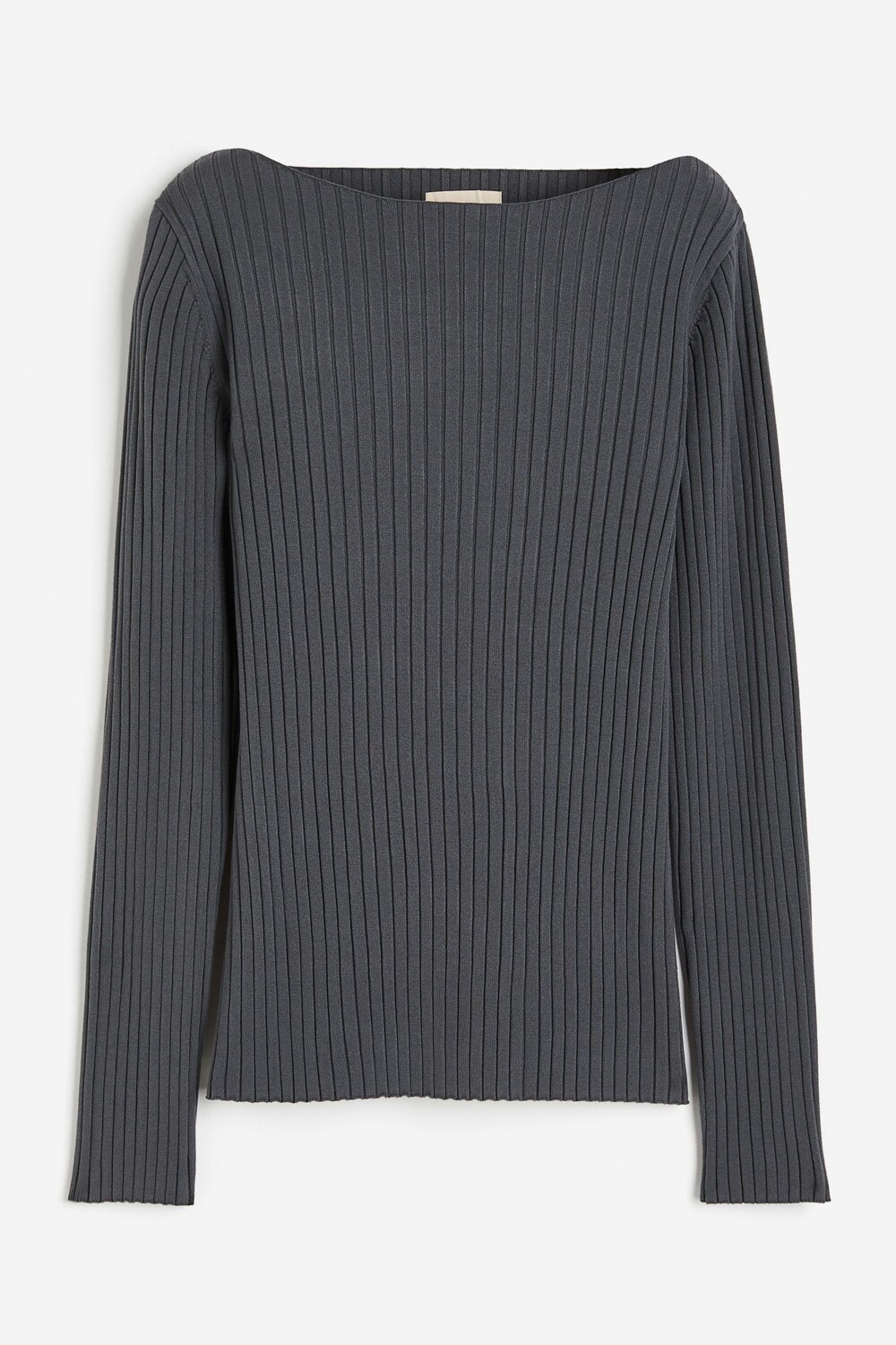 

Лонгслив H&M Silk-blend Rib-knit, темно-серый