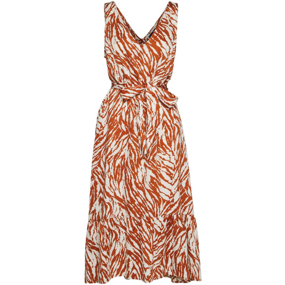 Платье GAP Belted Maxi, коричневый