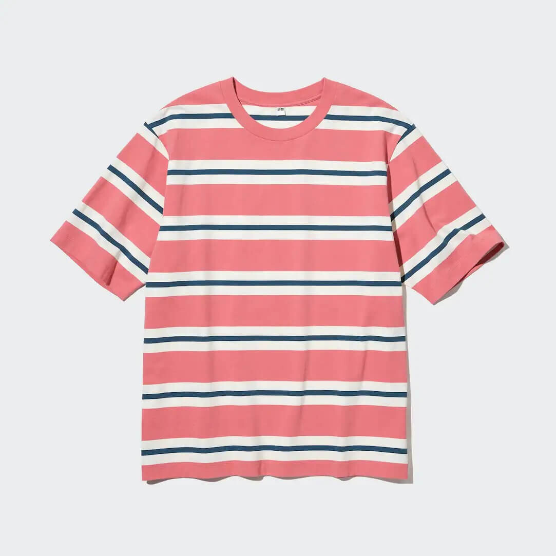 

Футболка Uniqlo Oversized Striped, розовый