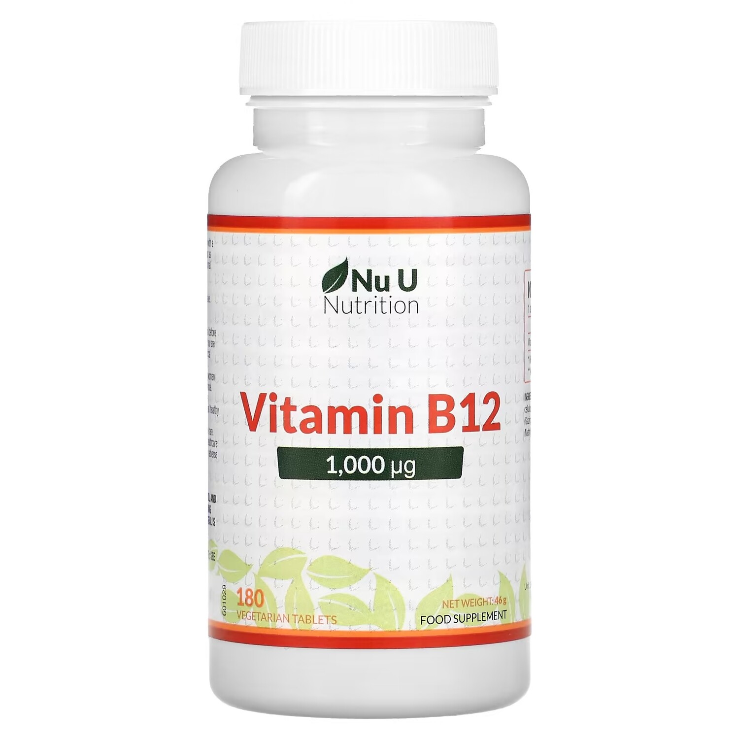 

Nu U Nutrition Витамин B12 1000 мкг, 180 вегетарианских таблеток