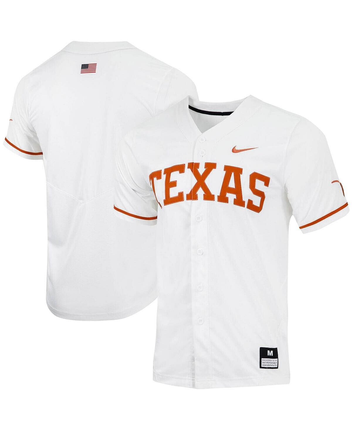 

Мужская белая бейсбольная майка texas longhorns с полной пуговицей Nike, белый