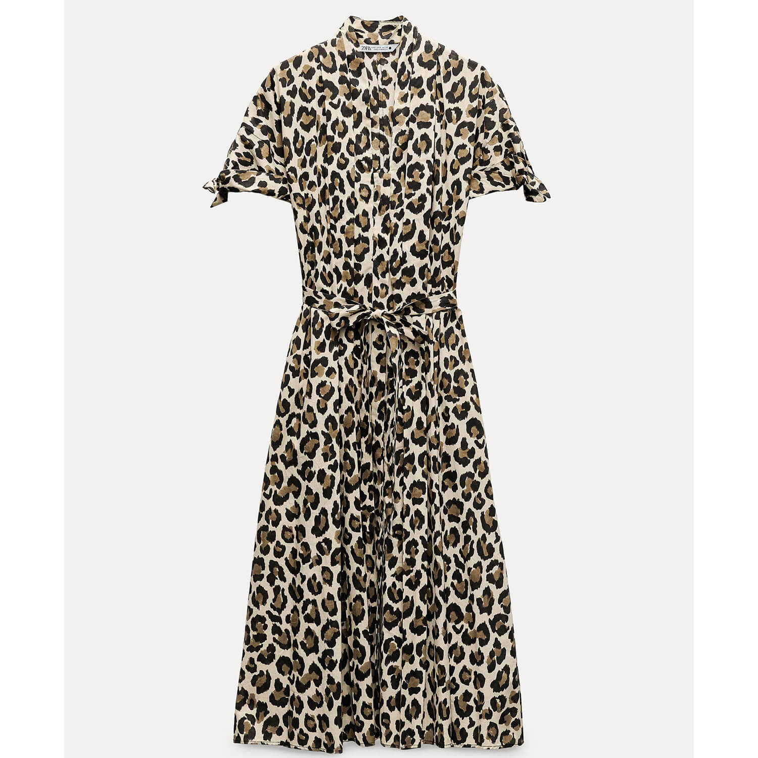 Платье-рубашка Zara ZW Collection Animal Print, коричневый