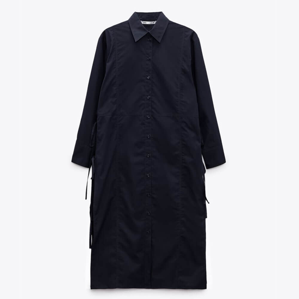 

Платье Zara Voluminous Poplin, темно-синий