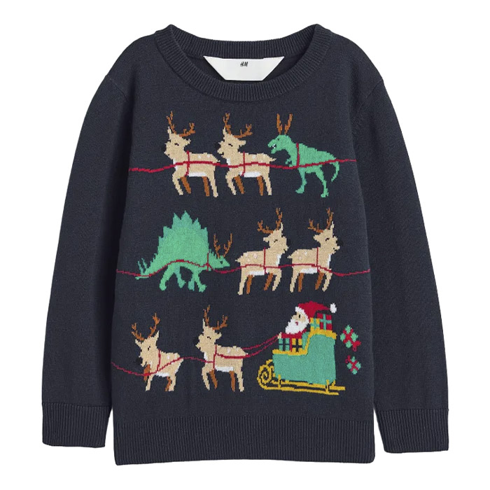 Джемпер H&M Jacquard-knit Cotton, темно-синий джемпер oysho christmas jacquard knit красный