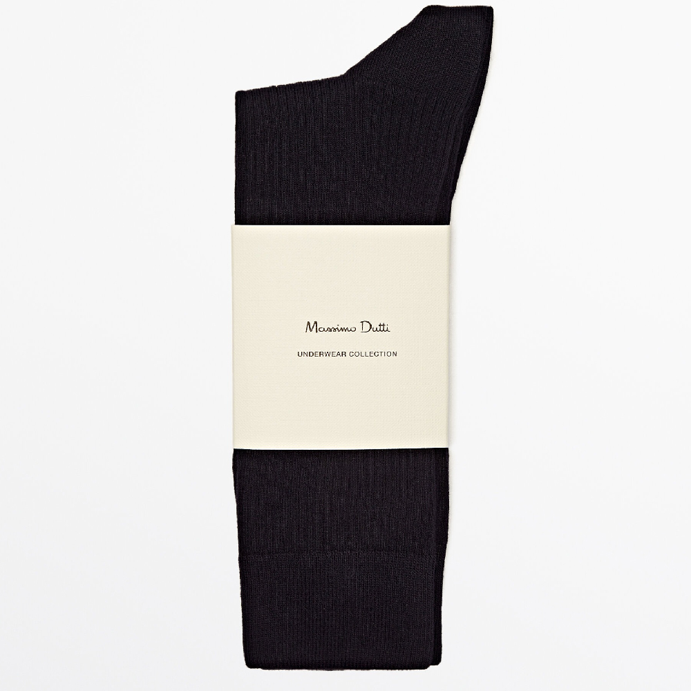 Носки Massimo Dutti Long With Microribbing, темно-синий пуховик massimo dutti down jacket коричневый