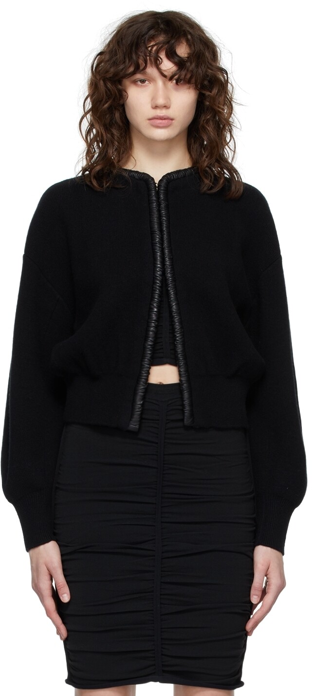 

Черный кожаный кардиган со сборками Alexander Wang