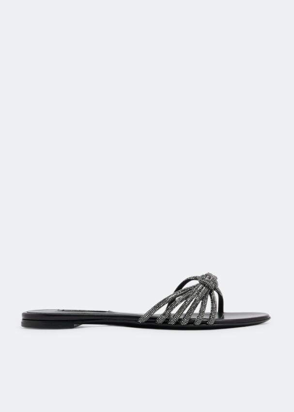 

Сандалии CASADEI Julia crystal flat sandals, черный
