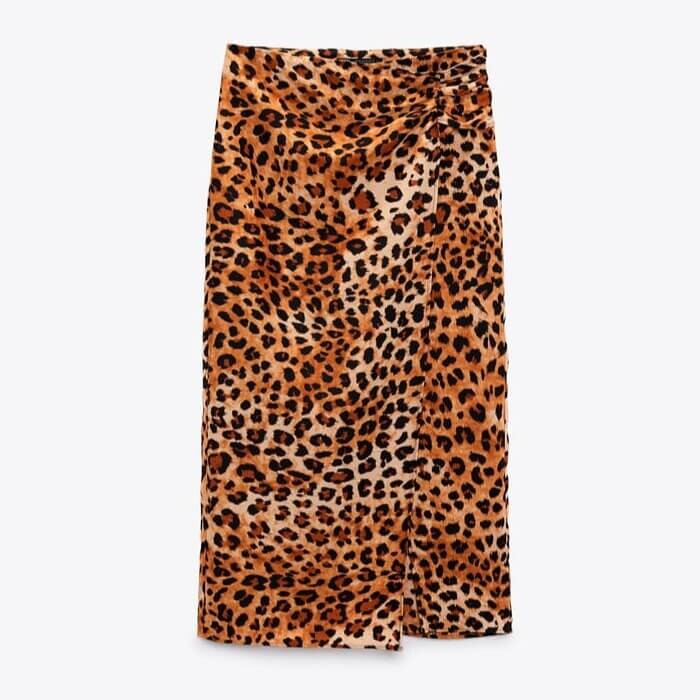 

Юбка Zara Animal Print, черный/коричневый