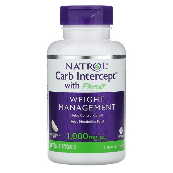 Carb Intercept с регулятором углеводов фазы Natrol 2, 500 мг, 60 капсул