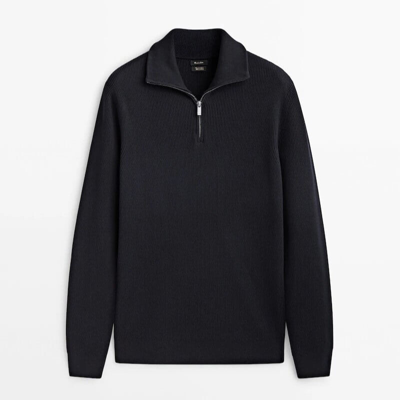 

Свитер Massimo Dutti Textured Mock Neck, черный