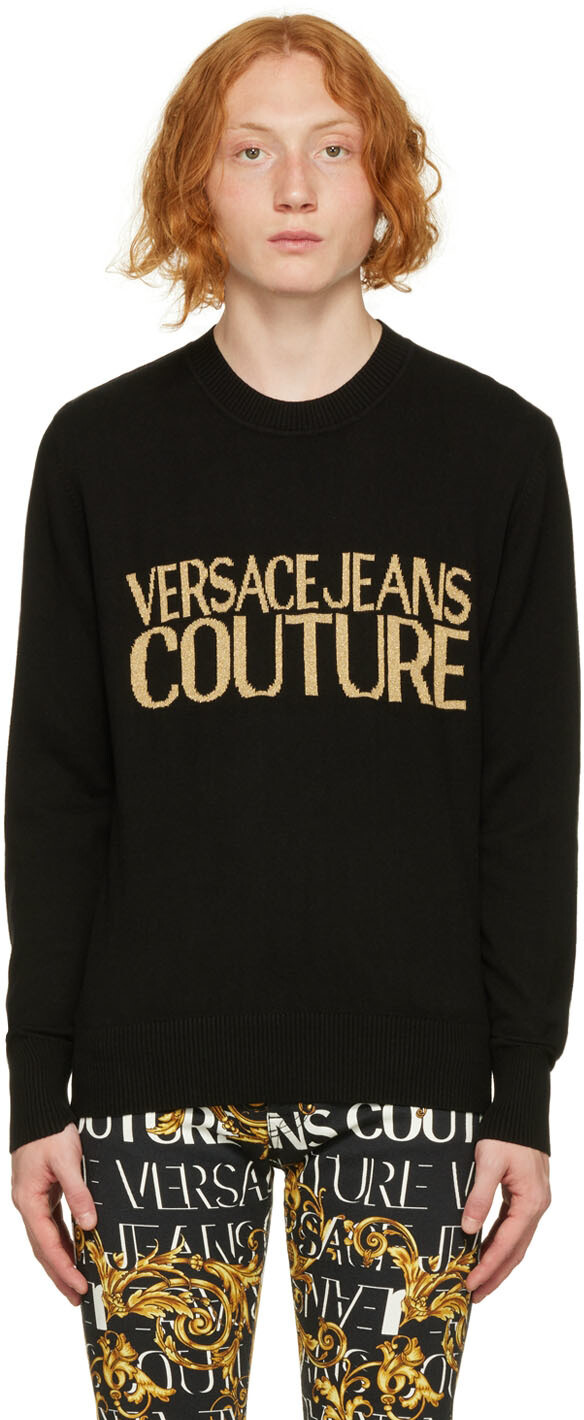 

Черный жаккардовый свитер Versace Jeans Couture