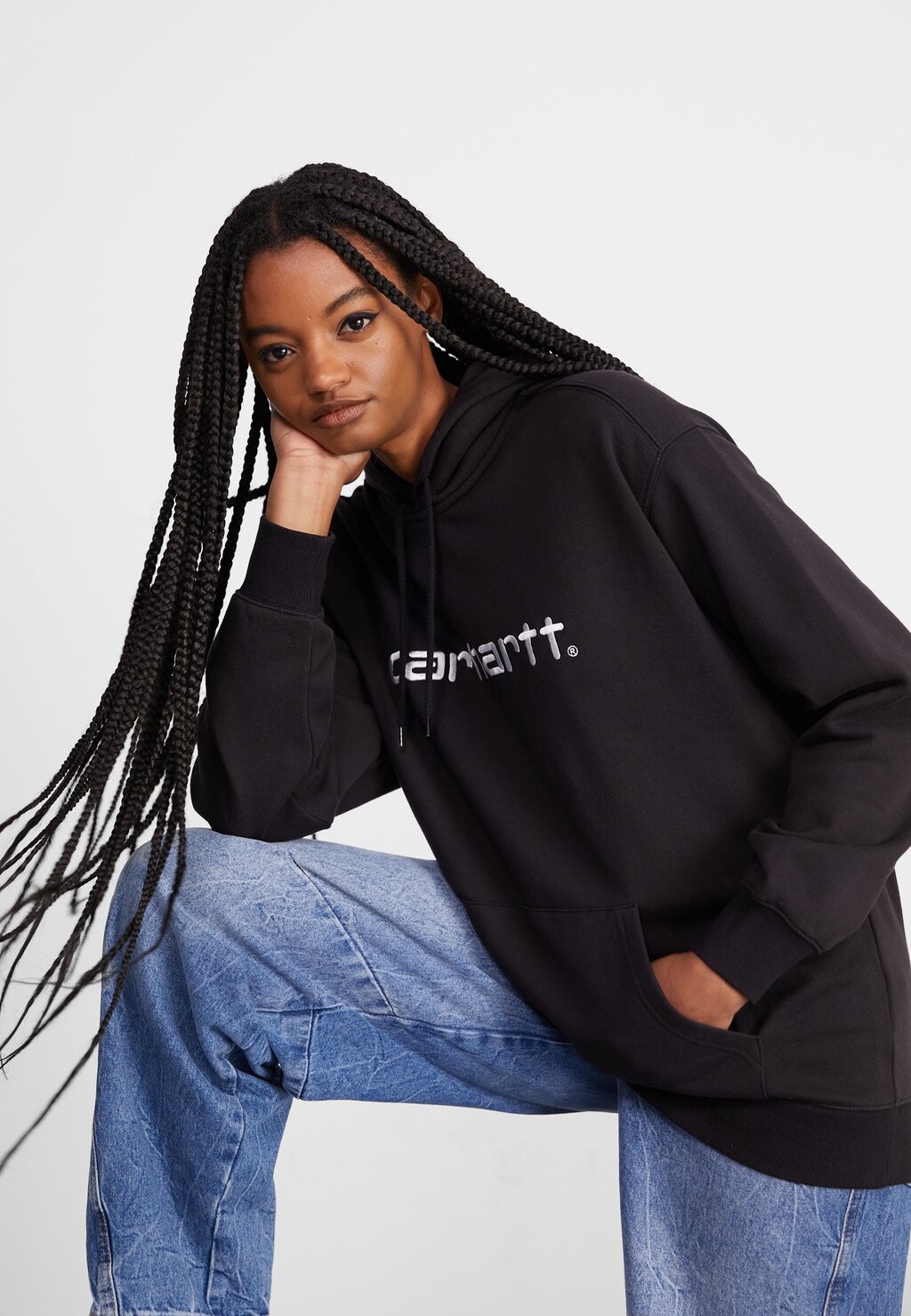 

Толстовка С КАПЮШОНОМ Carhartt WIP, черный/белый