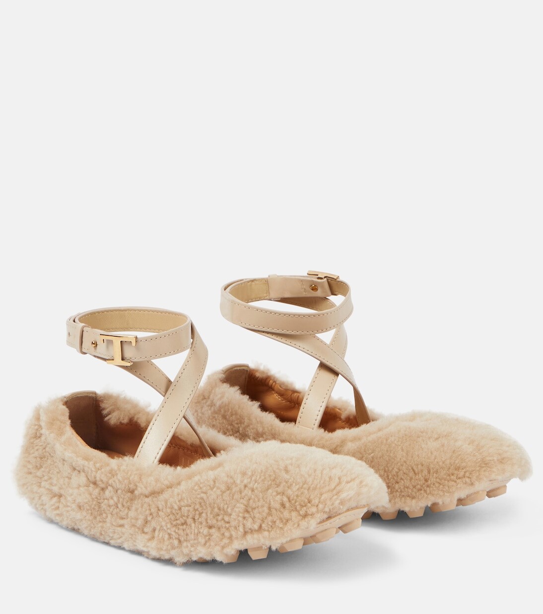 

Балетки bubble из овчины Tod'S, бежевый