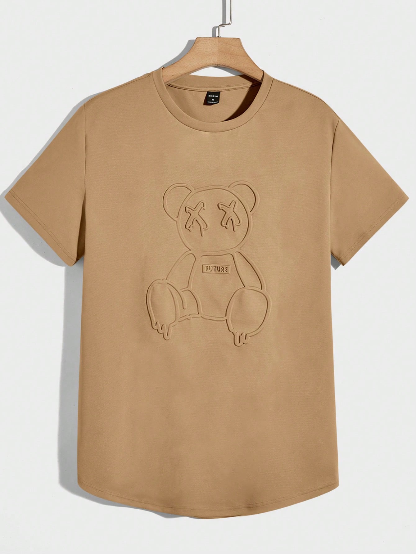 Мужская вязаная футболка Manfinity Hypemode с короткими рукавами и прессованным мишкой, коричневый