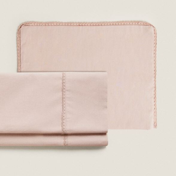 

Комплект из простыни и наволочки Zara Home Plain Sheet Set, розовый