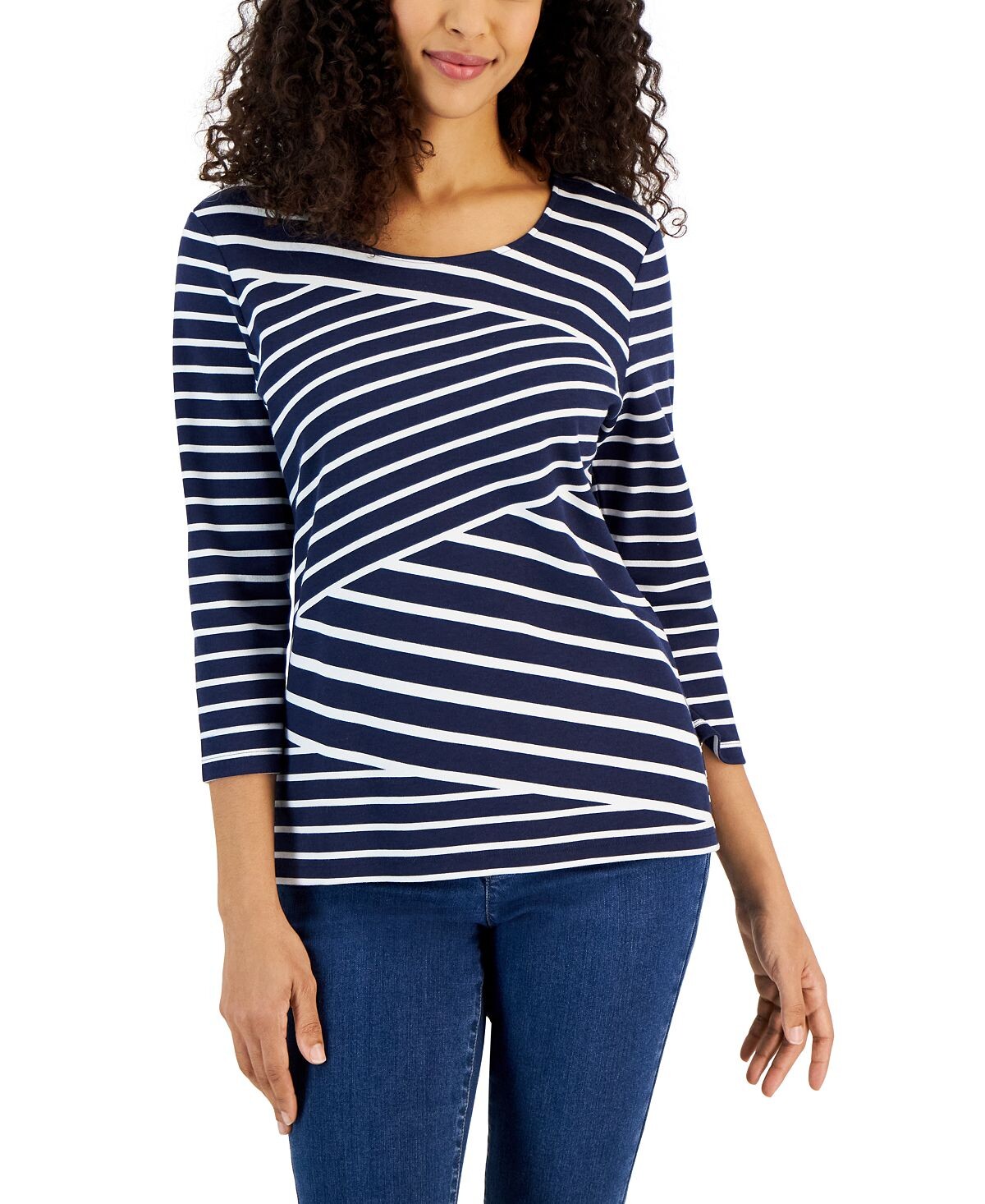 

Топ petite callie interlock в полоску, созданный для macy's Karen Scott, мульти