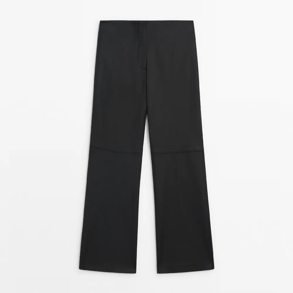 

Брюки Massimo Dutti Waxed With Seam Detail, черный