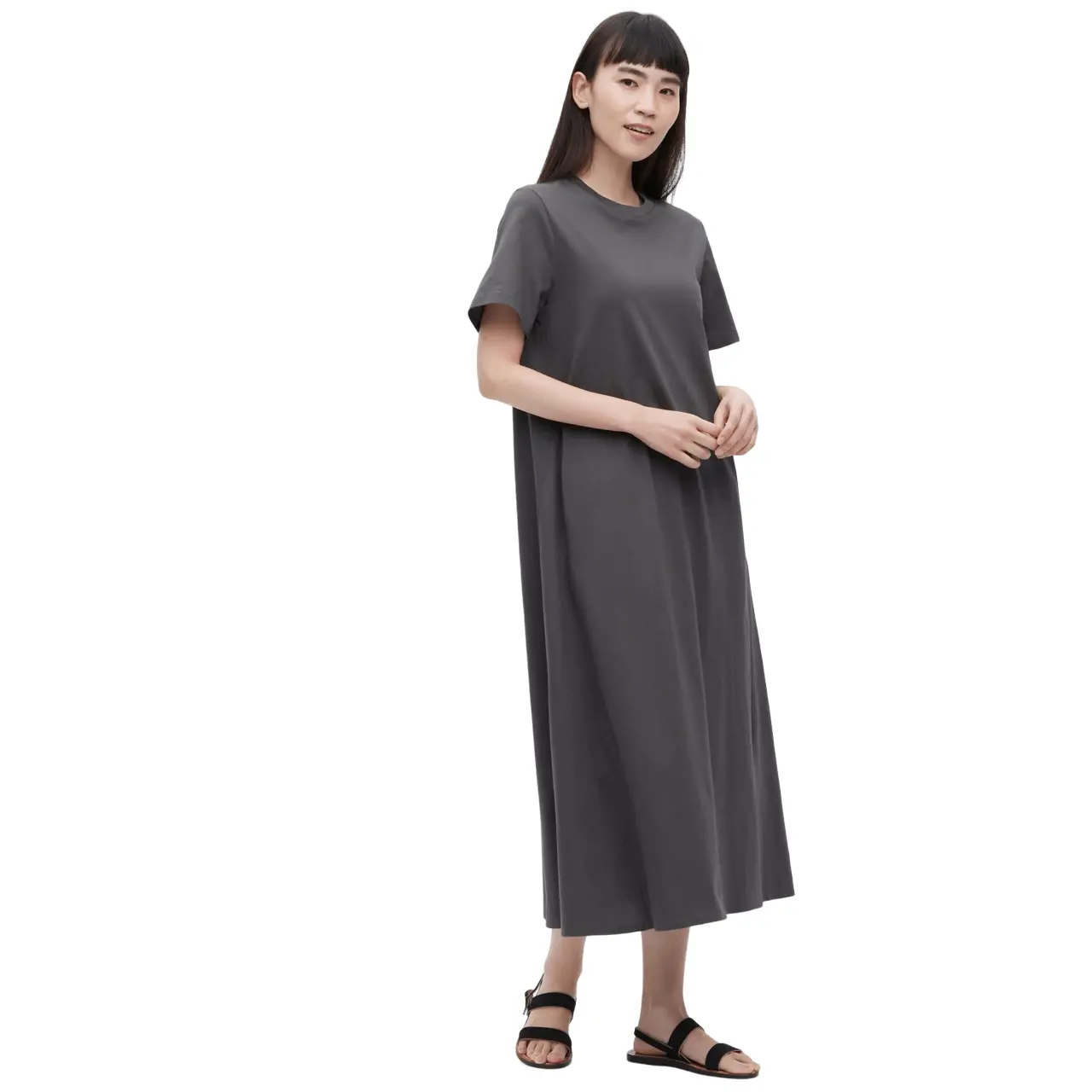 

Платье Uniqlo Mercerised Cotton A-line, серый
