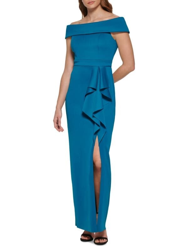 

Платье Vince Camuto с рюшами и открытыми плечами, teal