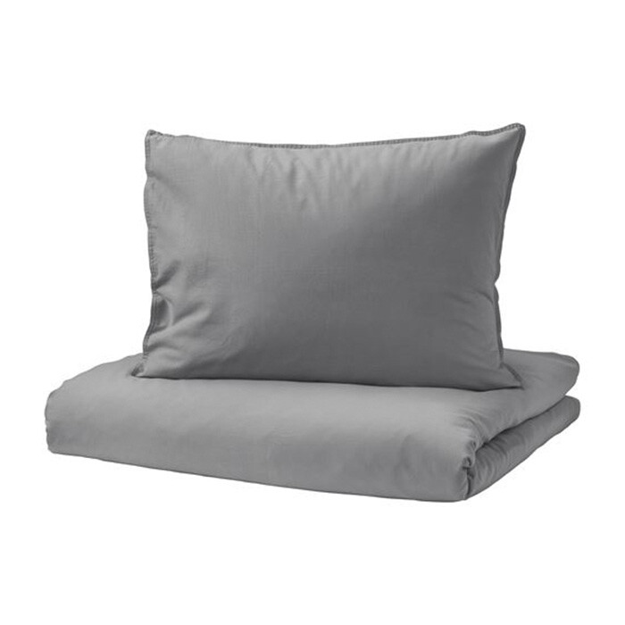 

Комплект постельного белья Ikea Angslilja, 3 предмета, 240x220/80x80, серый